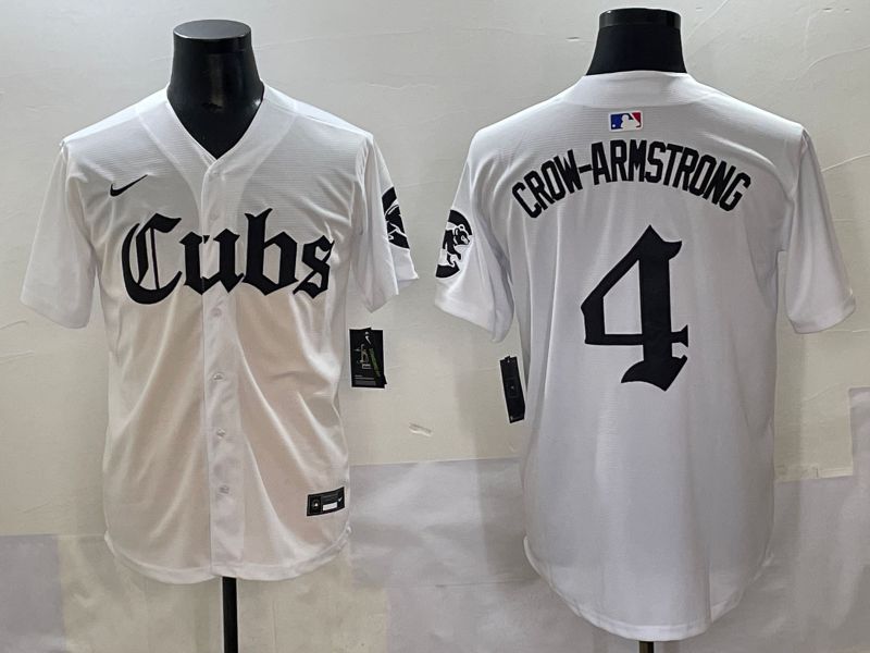 Men 2025 Chicago Cubs #4 Crow-Armstrong White Five generations Joint Name Nike MLB Jersey style 1->chicago cubs->MLB Jersey